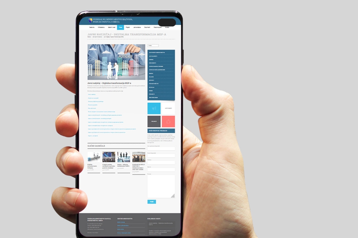 Federalno ministarstvo razvoja, poduzetništva i obrta: Javni natječaj - Digitalna transformacija MSP-a 