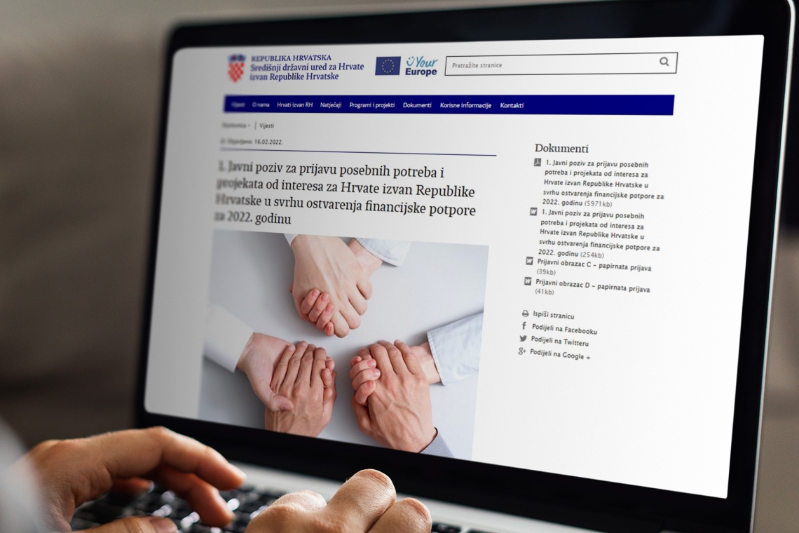 Središnji državni ured za Hrvate izvan Republike Hrvatske objavio Javni poziv